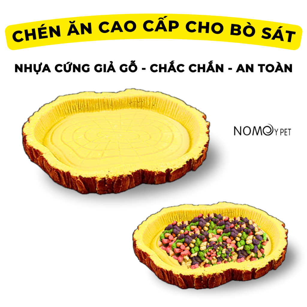 Chén Ăn Cao Cấp Cho Bò Sát Nomoy Pet — Nhựa Đặc Giả Sứ, Bền & An Toàn, Dùng Cho Rùa, Iguana