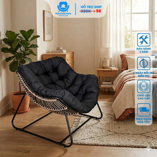 GPVS04 Ghế Papasan Đơn Vỏ Sò - FutureHomes -  Decor Phòng Ngủ Ấm Cúng Chụp Ảnh Check-in Khung Thép S