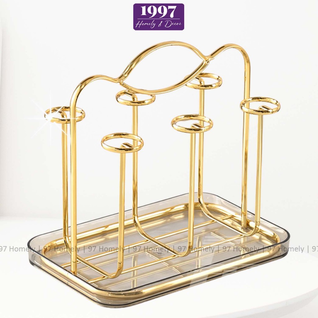 Úp Cốc Chữ Nhật Khung Thép Khay Trong Suốt 97HOMELY Úp Ly Giá 6 Chiếc DT241100901