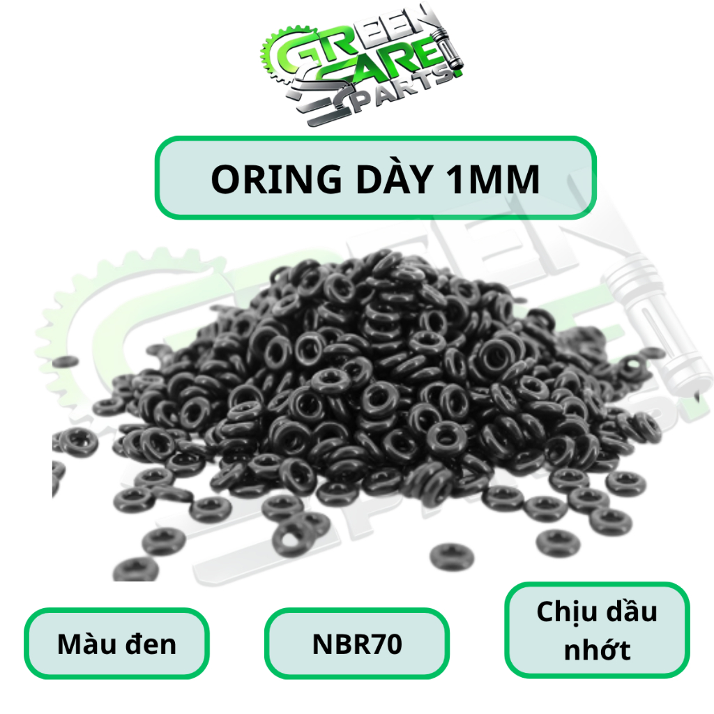 Gioăng cao su Oring NBR 70 chịu dầu chịu nhiệt (Dày 1mm) - Đường kính ngoài 4mm đến 30mm - Ron cao s