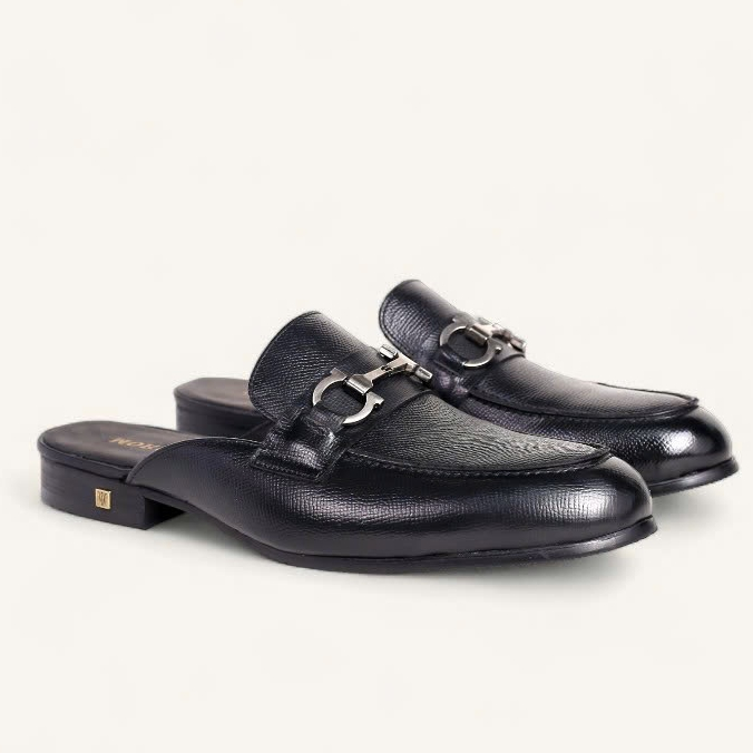 MOROCA | Sục nam size 38-42 Giày sục Mules da bò đai khuy hiện đại đế gỗ sồi lịch lãm 2027-8