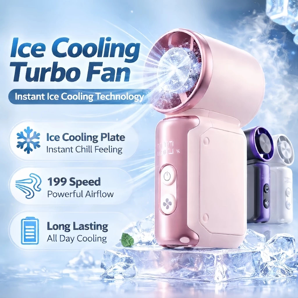 Quạt Tích Điện Cầm Tay Mini Dễ Thương – 100 Cấp Độ Gió, Pin Mạnh, Mát Lạnh Cả Ngày