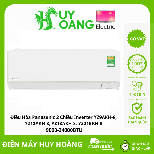 Điều Hòa Panasonic 2 Chiều Inverter YZ9AKH-8, YZ12AKH-8, YZ18AKH-8, YZ24BKH-8 9000-24000BTU [Có lắp 