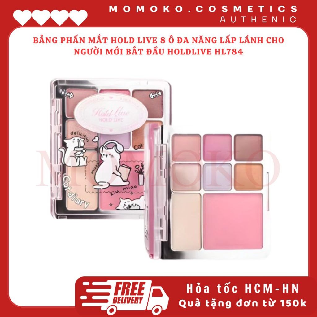 Bảng Phấn Mắt Hold Live 8 ô Đa Năng Lấp Lánh Cho Người Mới Bắt Đầu Holdlive HL784