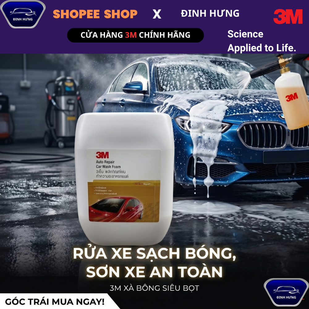 Xà bông rửa xe 𝟑𝐌 𝐀𝐔𝐓𝐎 𝐑𝐄𝐏𝐀𝐈𝐑 𝐂𝐀𝐑 𝐖𝐀𝐒𝐇 𝐅𝐎𝐀𝐌 𝟏𝟎 𝐋𝐢́𝐭.