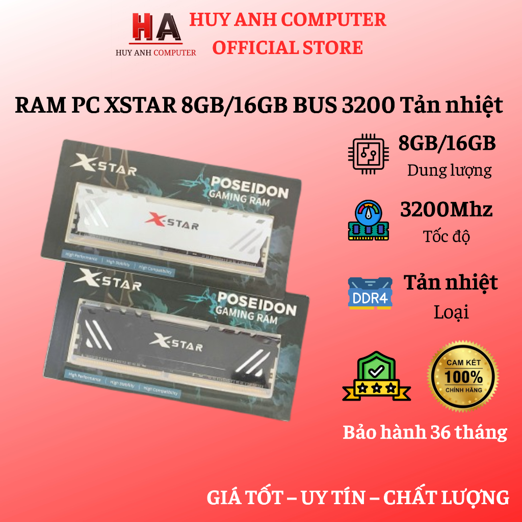 Ram XSTAR tản nhiệt 8GB/16GB DDR4 3200Mhz - Mới 100% Fullbox BẢO HÀNH 36 tháng - Hàng chính hãng