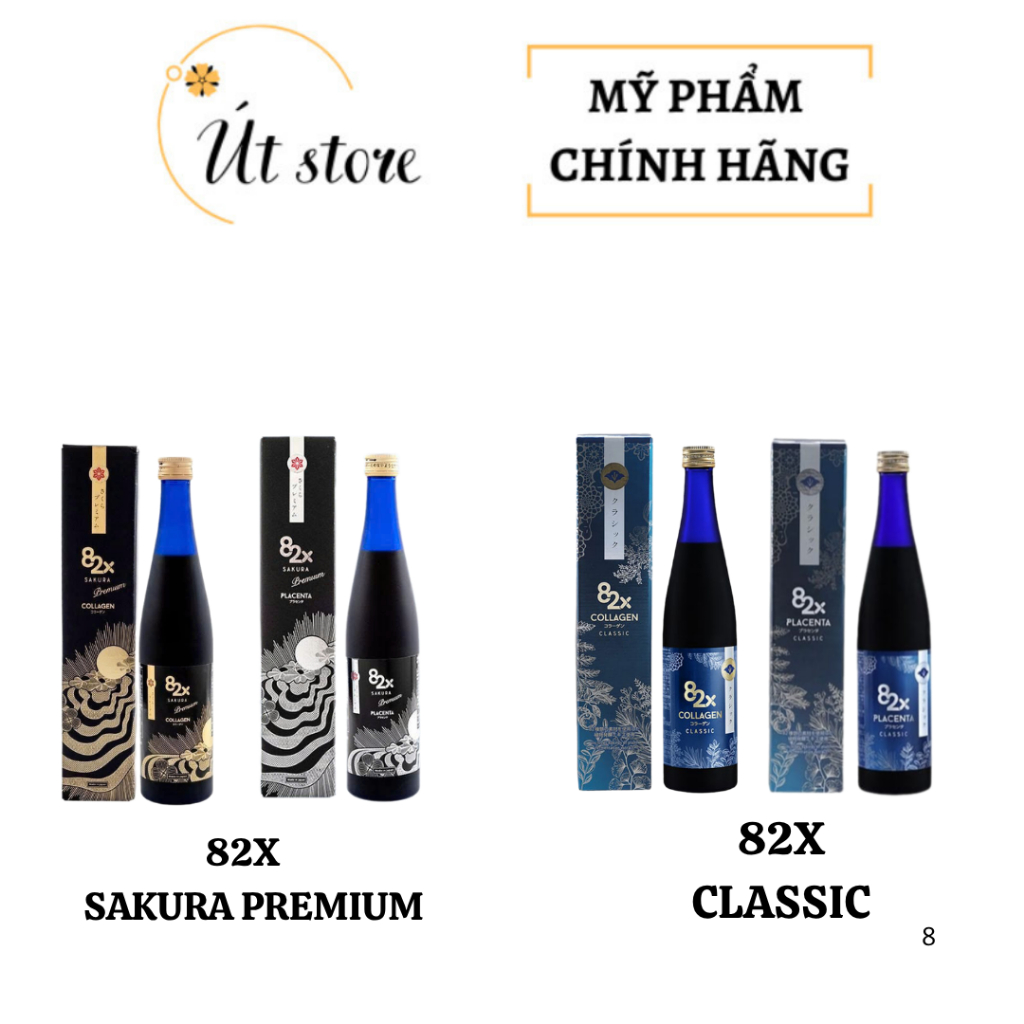 Nước uống trắng da 82X collagen Classic, 82X Placenta Classic, 82X Sakura Collagen, 82X Sakura Place