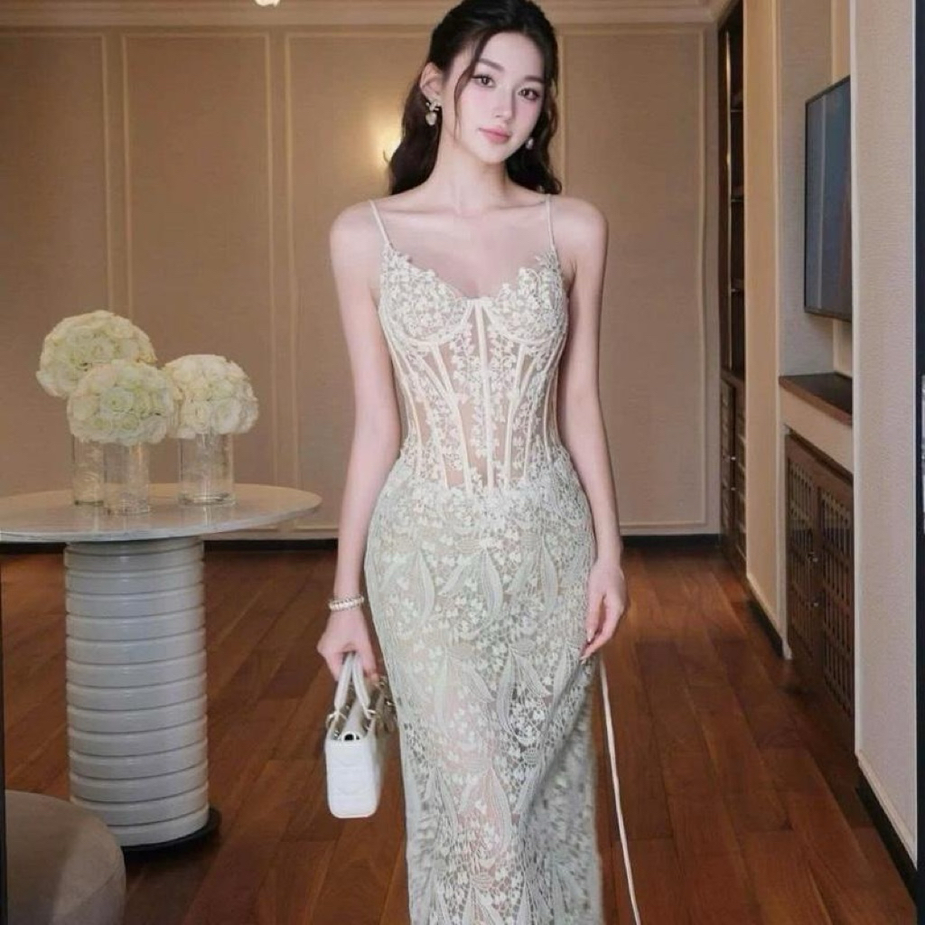 ( GEM CLOTHING 68 ) Đầm ren phối 2 màu 0168.4