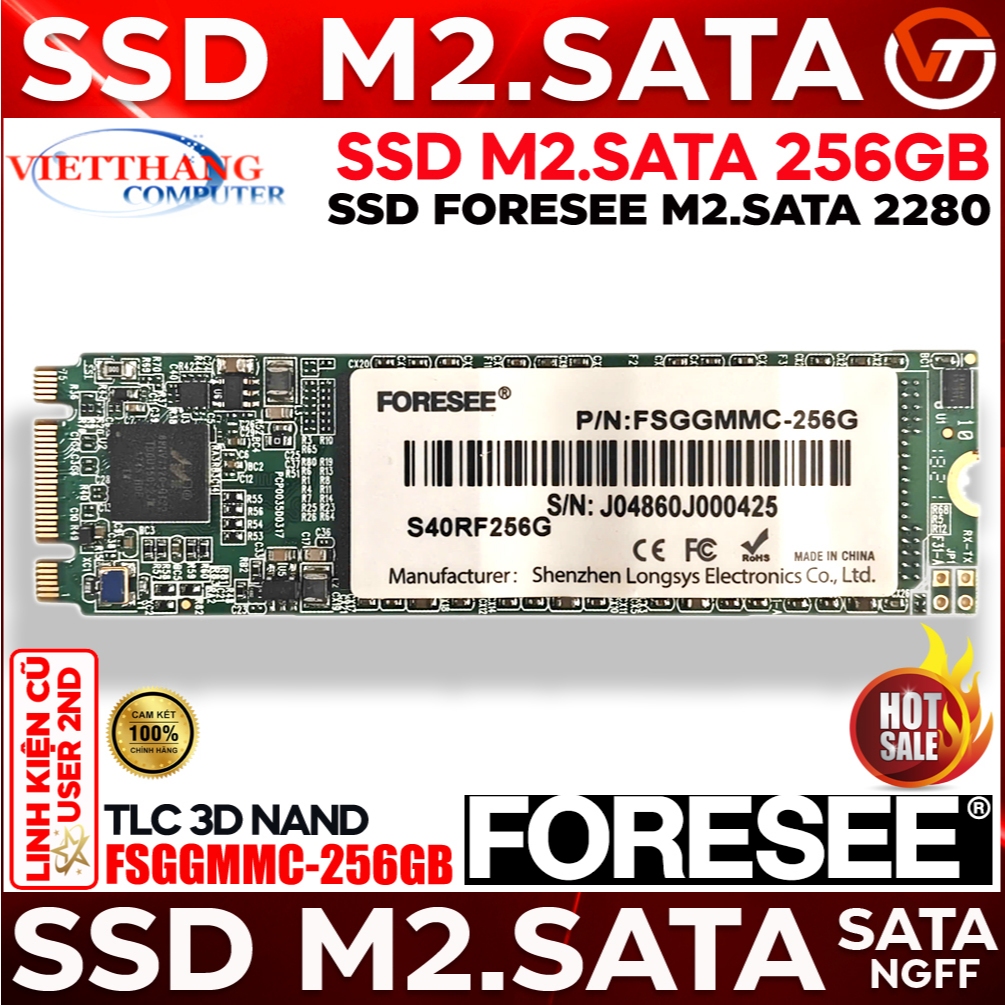 Ổ cứng SSD M2.SATA NGFF Foresee 256GB SSD M2 chuẩn SATA NGFF Cũ đã qua sử dụng ( Cũ - 2nd )