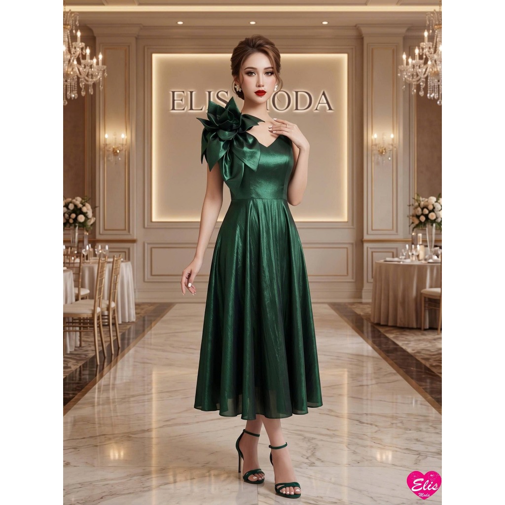 Đầm dự tiệc kết hoa thượng hạng 𝐏𝐫𝐞𝐦𝐢𝐮𝐦 𝐆𝐫𝐞𝐞𝐧 𝐎𝐫𝐜𝐡𝐢𝐝𝐬 𝐃𝐫𝐞𝐬𝐬