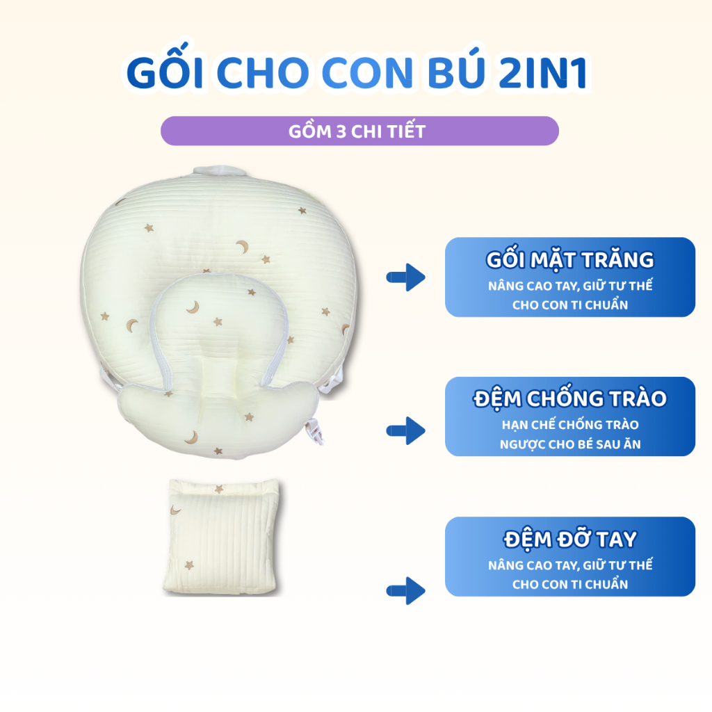 Gối Cho Bé Bú Easy MOM Thiết Kế Ôm Gọn, Hỗ Trợ Bú Đúng Khớp