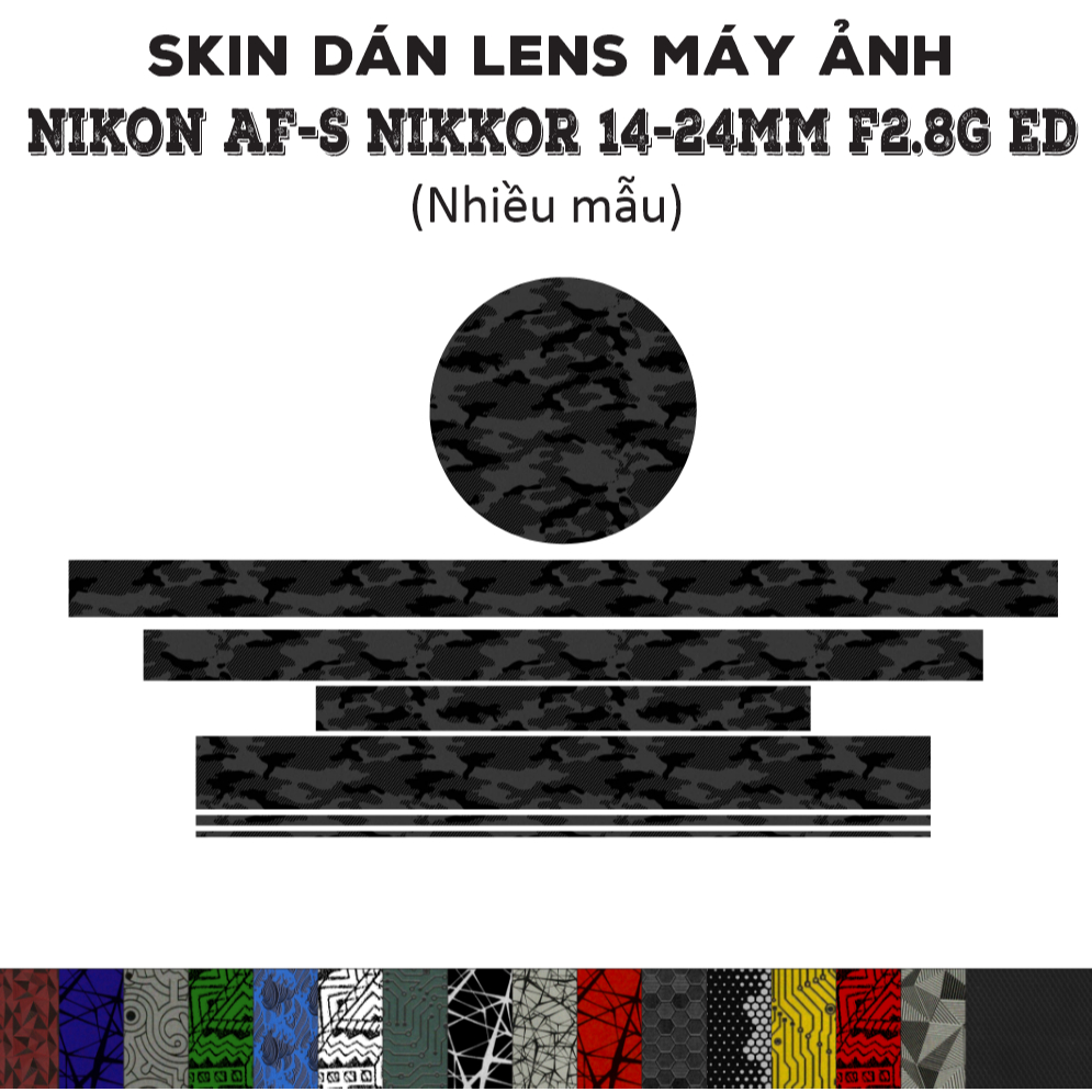 Skin dán Lens Nikon AF-S 14-24mm f2.8G ED (Nhiều mẫu) | Decal Film 3M dán bảo vệ ống kính máy ảnh Ni