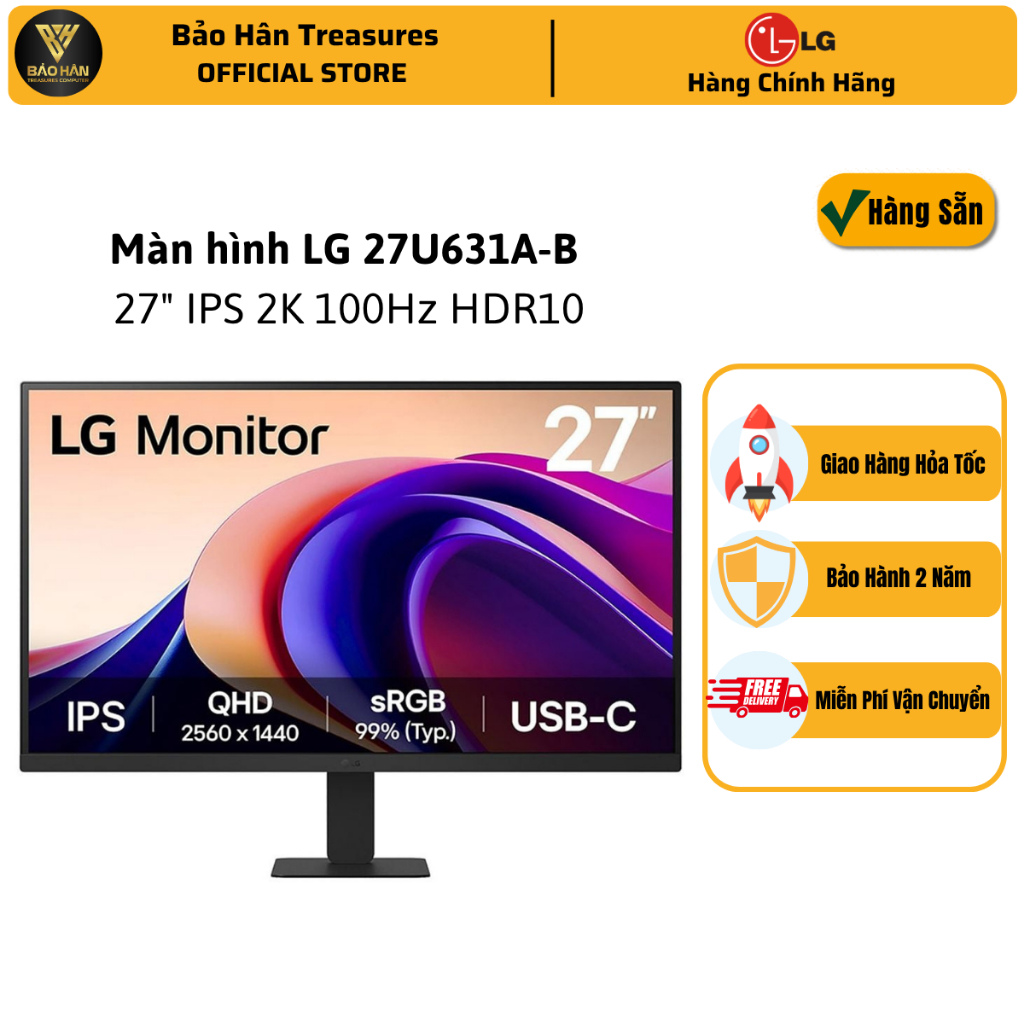 Màn Hình LG 27U631A-B (27 inch/ QHD/ IPS/ 100Hz/ 5ms/ USB-C 15W) - Hàng Chính Hãng