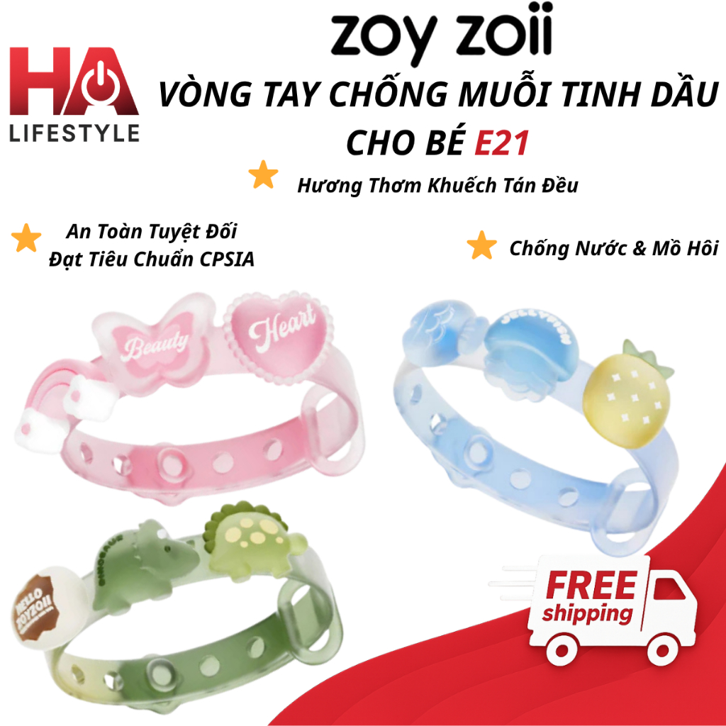 Vòng Tay Chống Muỗi Zoyzoii E21 - Tinh Dầu Tự Nhiên, Hương Thơm Khuếch Tán Đều, An Toàn Cho Bé Đạt T