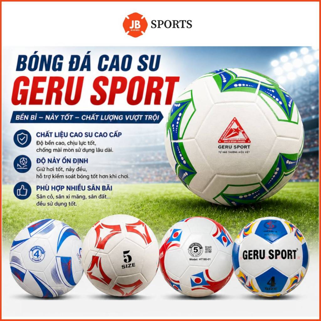 Quả Bóng Đá Cao Su Geru Sport Số 5 và Số 4. Banh Đúc Tặng Kèm Lưới Đựng Banh Và Kim Bơm