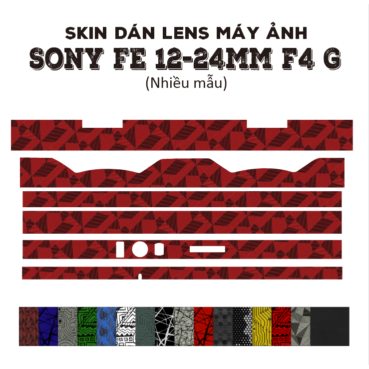 Skin dán Lens Sony FE 12-24mm f4 G (Nhiều mẫu) | Decal Film 3M dán bảo vệ ống kính máy ảnh 12-24 mm