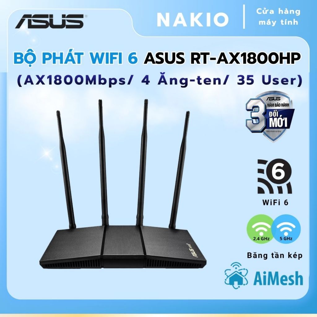 Router Wifi 6 băng tần kép Asus RT-AX1800HP - Bảo hành chính hãng đổi mới trong 3 năm