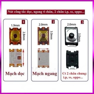 (Set 10 cái) Nút Công Tắc 2,4 Chân Ngang Dọc Oppo, Vivo, SS, i.p