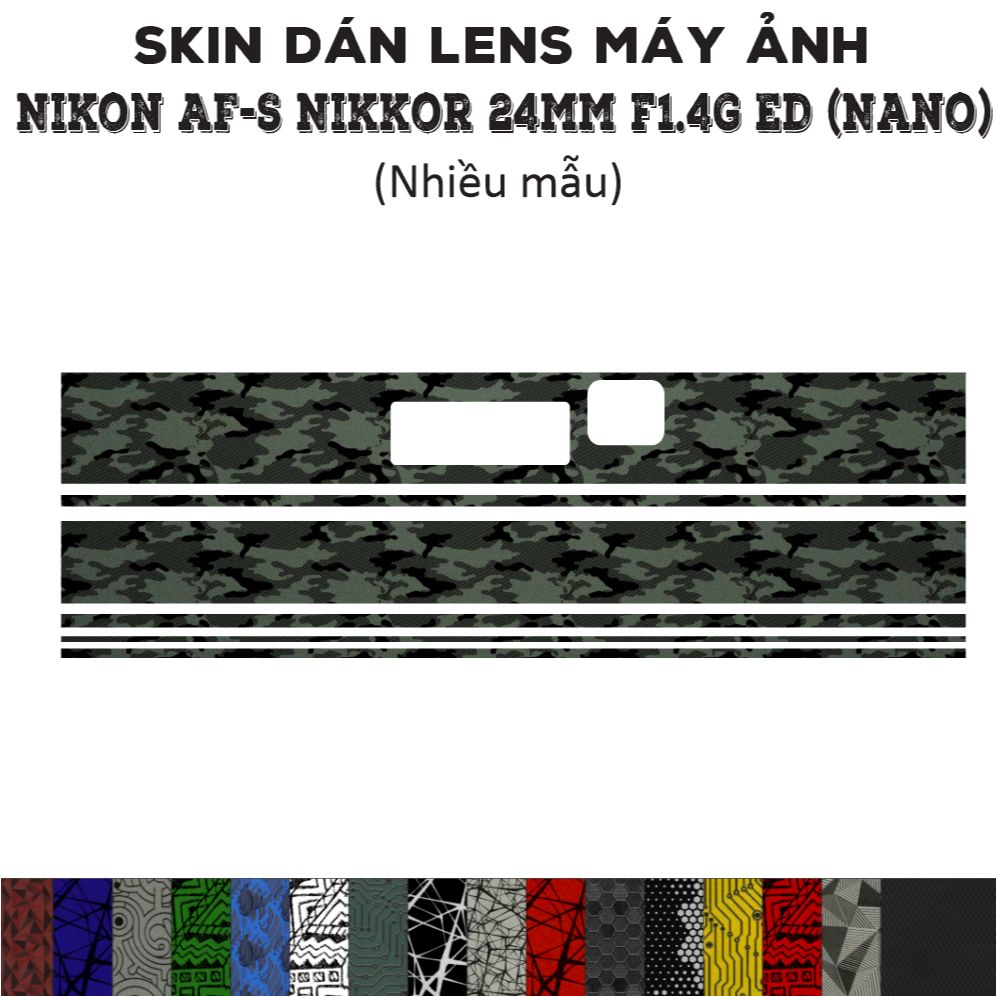 Skin dán Lens Nikon AF-S 24mm f1.4G ED (Nano) (Nhiều mẫu) | Decal Film 3M dán bảo vệ ống kính máy ản