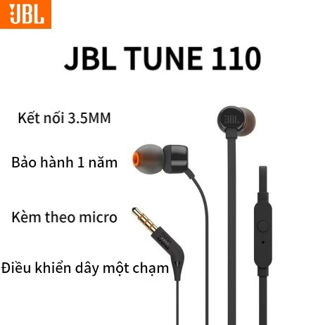Tai Nghe Có Dây JBL T110 Dây Dẹp Không Bị Rối Bass có mic,dây chống rối, bass…