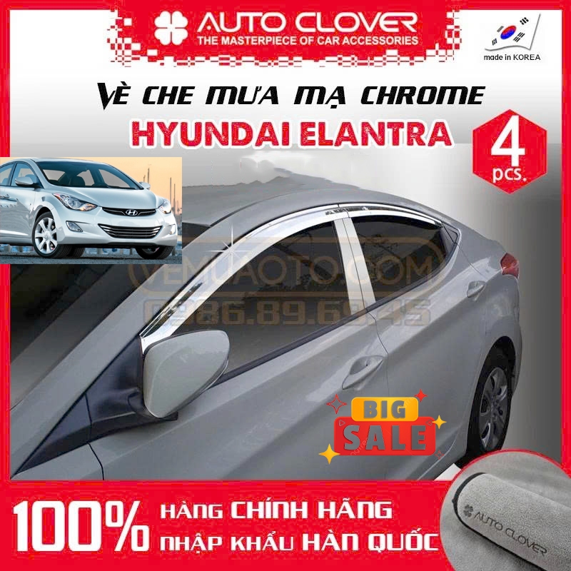 Vè Mưa Elantra 2012 2013 2014 2015 ( Vè Mạ Crom ) - Viền Che Mưa Cánh Cửa Hyundai Elantra