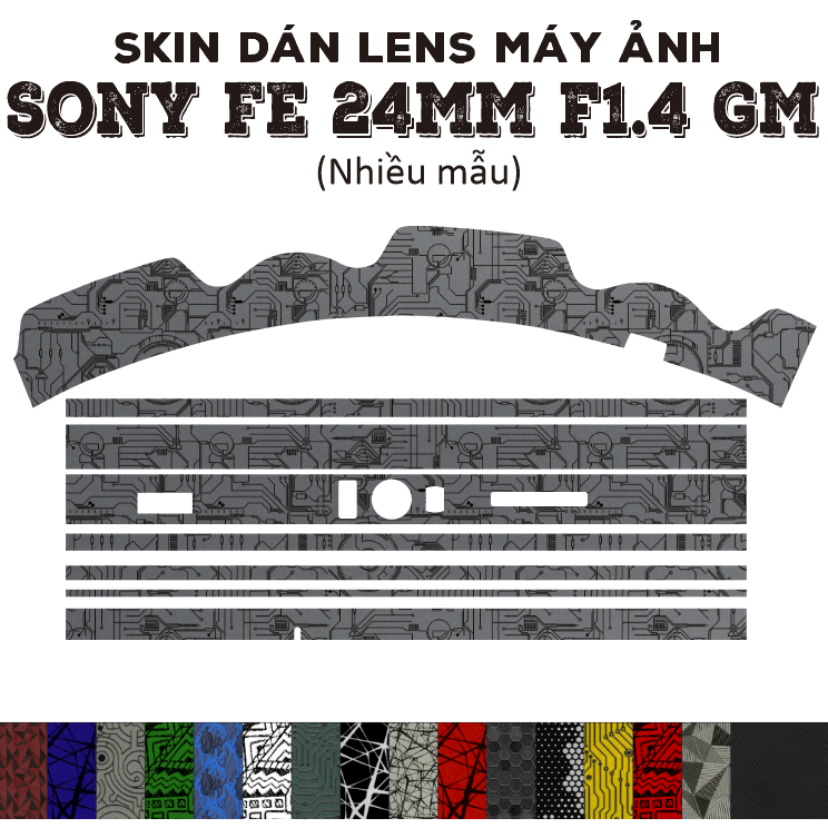 Skin dán Lens Sony FE 24mm f1.4 GM (Nhiều mẫu) | Decal Film 3M dán bảo vệ ống kính máy ảnh 24 mm