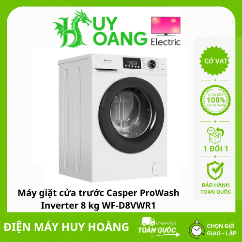 [Lắp đặt 0đ PD-HTM-HN] Máy giặt cửa trước Casper ProWash Inverter 8 kg WF-D8VWR1