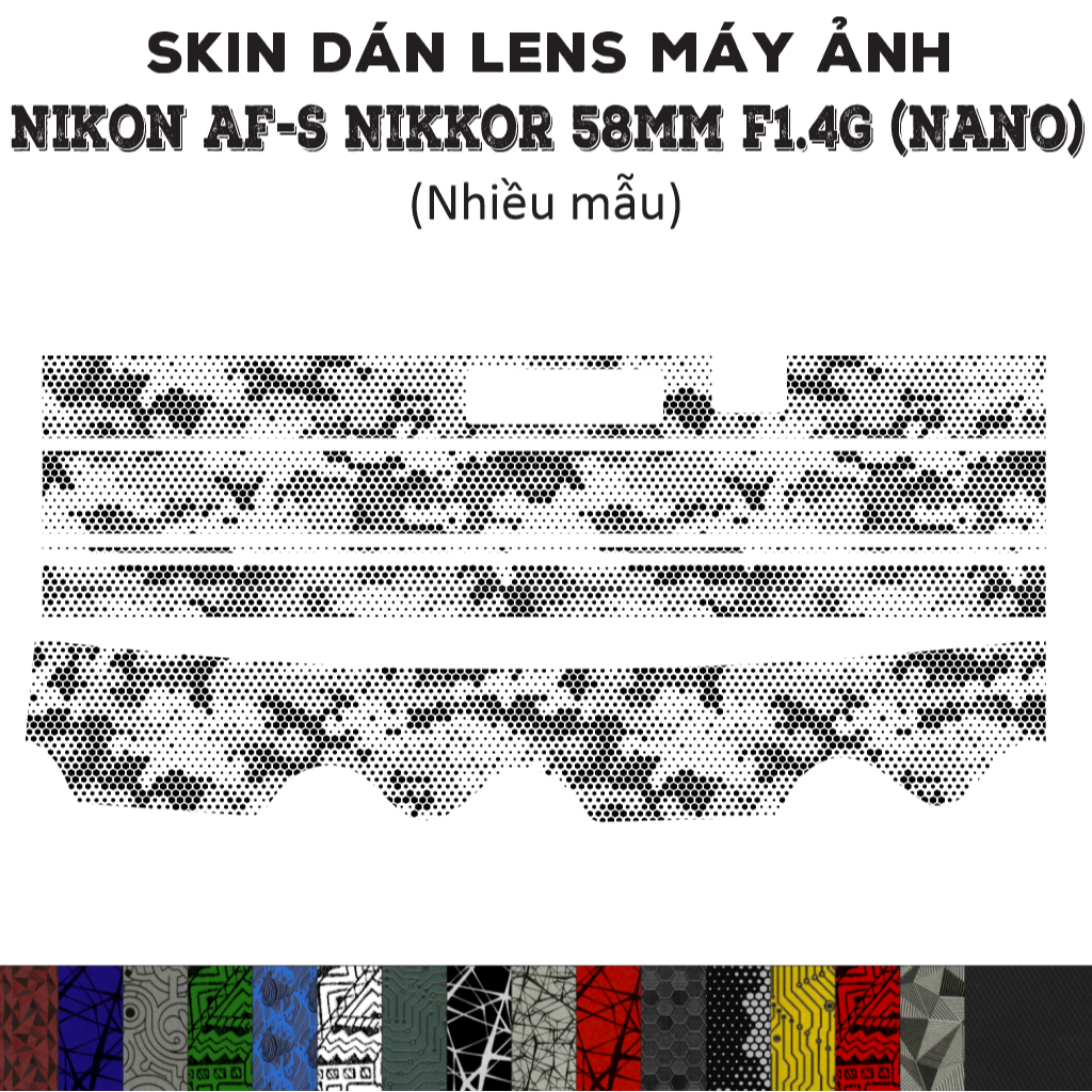 Skin dán Lens Nikon AF-S 58mm f1.4G (Nano) (Nhiều mẫu) | Decal Film 3M dán bảo vệ ống kính máy ảnh N