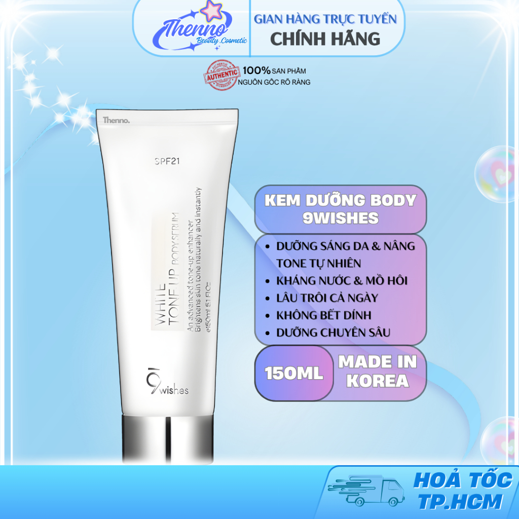 Sữa Dưỡng Thể Nâng Tone, Sáng Da Toàn Thân 9Wishes White Tone-up Body Serum 150ml Hàn Quốc