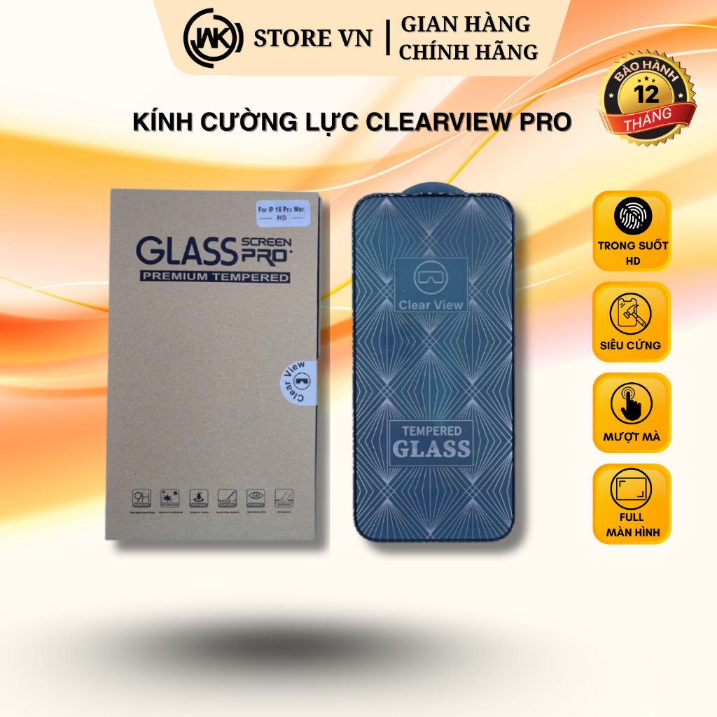 Kính Cường Lực Full Màn Clear View CV-T, Hạn Chế Vân Tay, Cảm Ứng Mượt, Chịu…