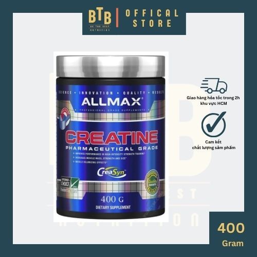 Bột tặng sức mạnh tổng hợp ATP Allmax Creatine Monohydrate Pharmaceutical Grade - 400g