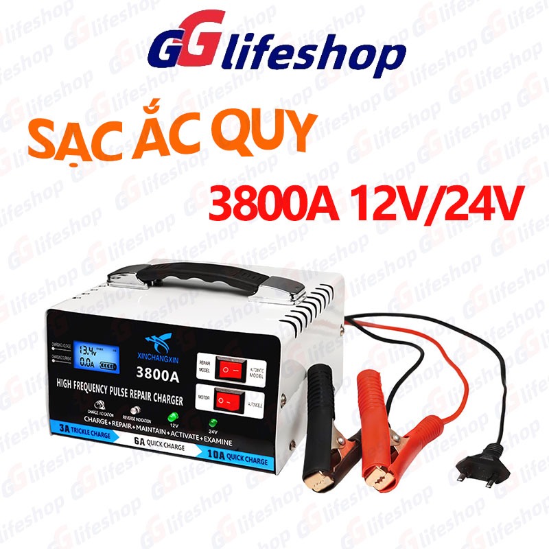 400A/800A/3800A Sạc bình ắc quy ô tô xe máy 12V 24V Sạc bình ắc quy ô tô xe máy tự ngắt khi đầy chức