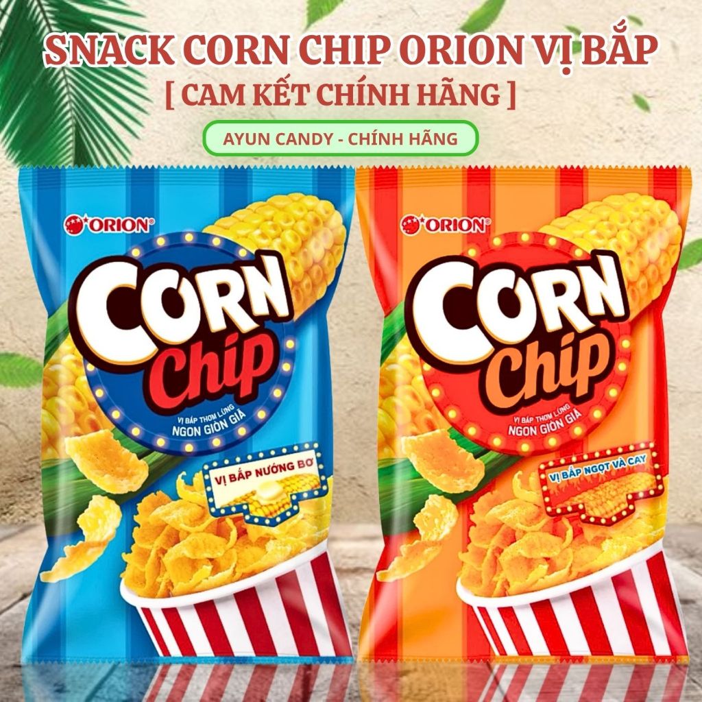 [LỐC 10 GÓI] Bánh Snack Cornchip vị Bắp Nướng Ngọt & Cay - Snack Bắp Corn Chip - Snack Orion - Bim B