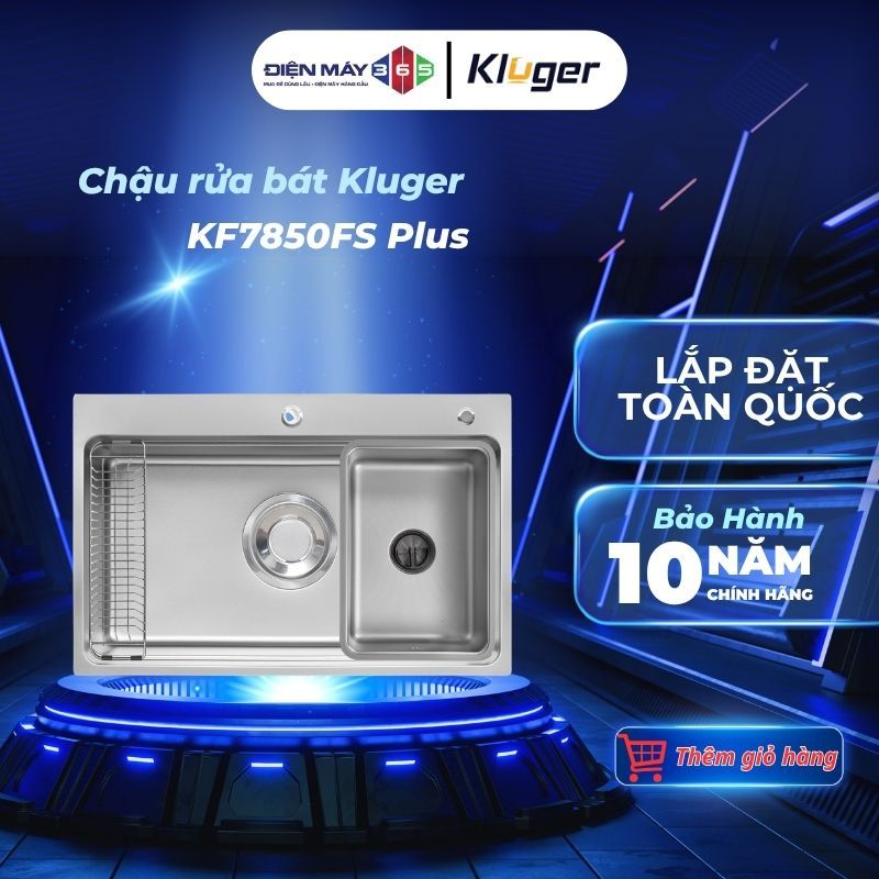 Chậu rửa bát Kluger KF7850FS Plus – 1 hố – POSCO 304 – Linen chống xước – Workstation cao cấp