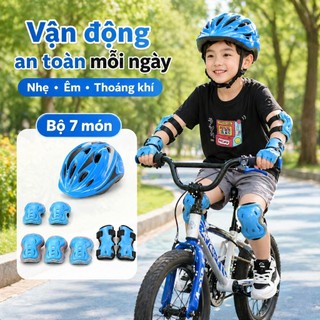 Bộ bảo hộ trẻ em chống va đập dày nâng cấp 7 món - Mũ bảo hiểm siêu nhẹ + gối/khuỷu tay/cổ tay thoáng khí