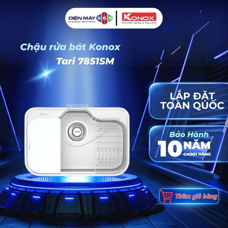 Chậu rửa bát Konox Tari 7851SM – 1 hố rộng – SUS304 – Bề mặt mịn chống bám bẩn