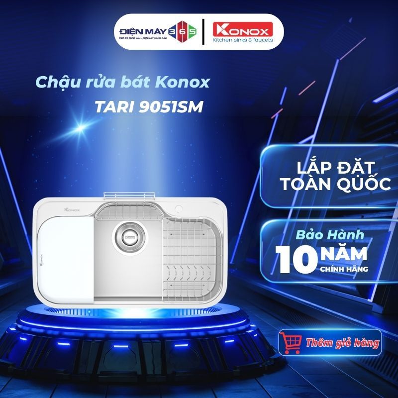 Chậu rửa bát phong cách Nhật Konox Tari 9051SM – 1 hố rộng – SUS304 – Full phụ kiện
