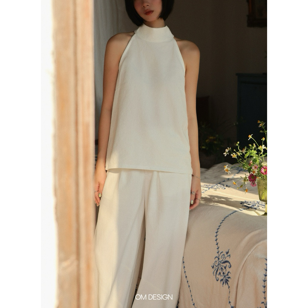Áo cổ yếm linen dáng suông - Sora Top(+% phí sàn) - By OM Design