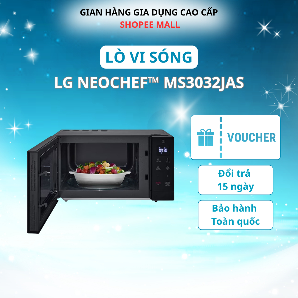 Lò Vi Sóng LG NeoChef™ MS3032JAS | 900W 30L | Công nghệ EasyClean™ | Điều Khiển Cảm Ứng Tiện Lợi | B