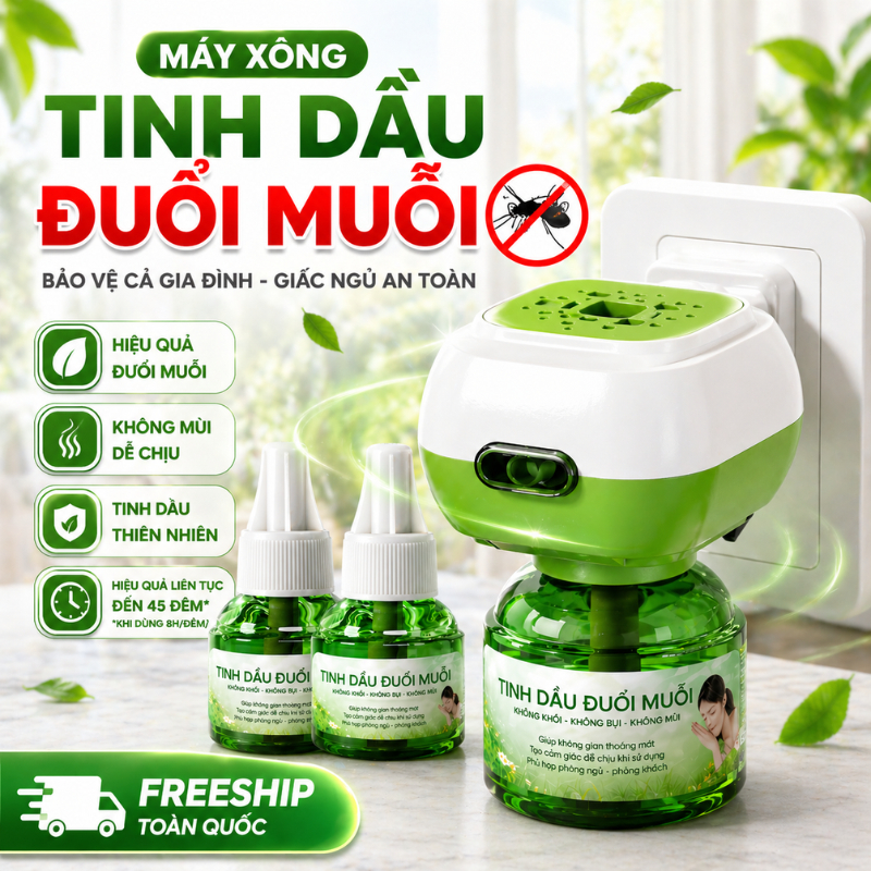 Máy Xông Tinh Dầu Đuổi Muỗi HUTO Không Mùi Không Khói An Toàn Và Dễ Sử Dụng