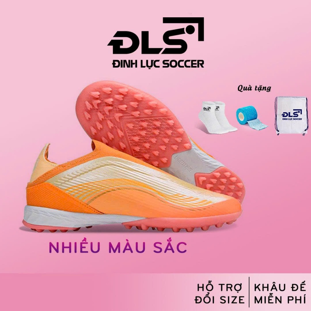 Giày Bóng Đá F50 Elite Laceless ĐINH LỰC SOCCER Lưỡi Gà Liền Đế TF, Bám Sân, Upper Mềm, Đệm Êm Ái