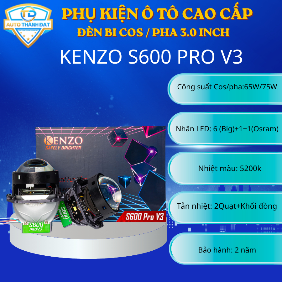 [S600Pro V3 mới 2025]Bi Led Oto Kenzo S600 Pro V3 chính hãng ( lẻ 1 bóng )