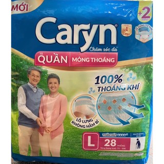 28+2 Miếng bên trong - Combo 3 Gói Tã quần Caryn L28 mỏng thoáng -Vòng Bụng 75-100cm - Date luôn mới