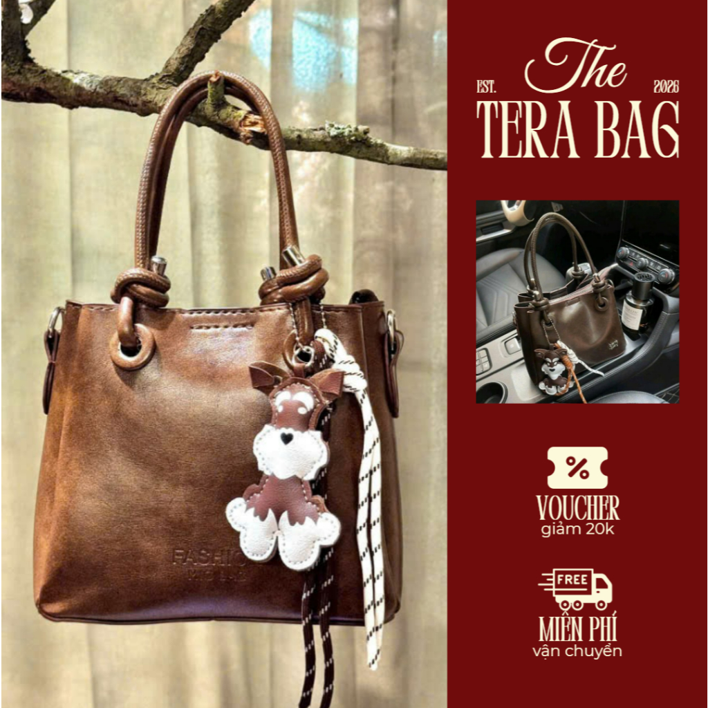 Túi xách cầm tay có dây đeo chéo size 20 phong cách basic chất da PU bóng A3 - Tera Bag