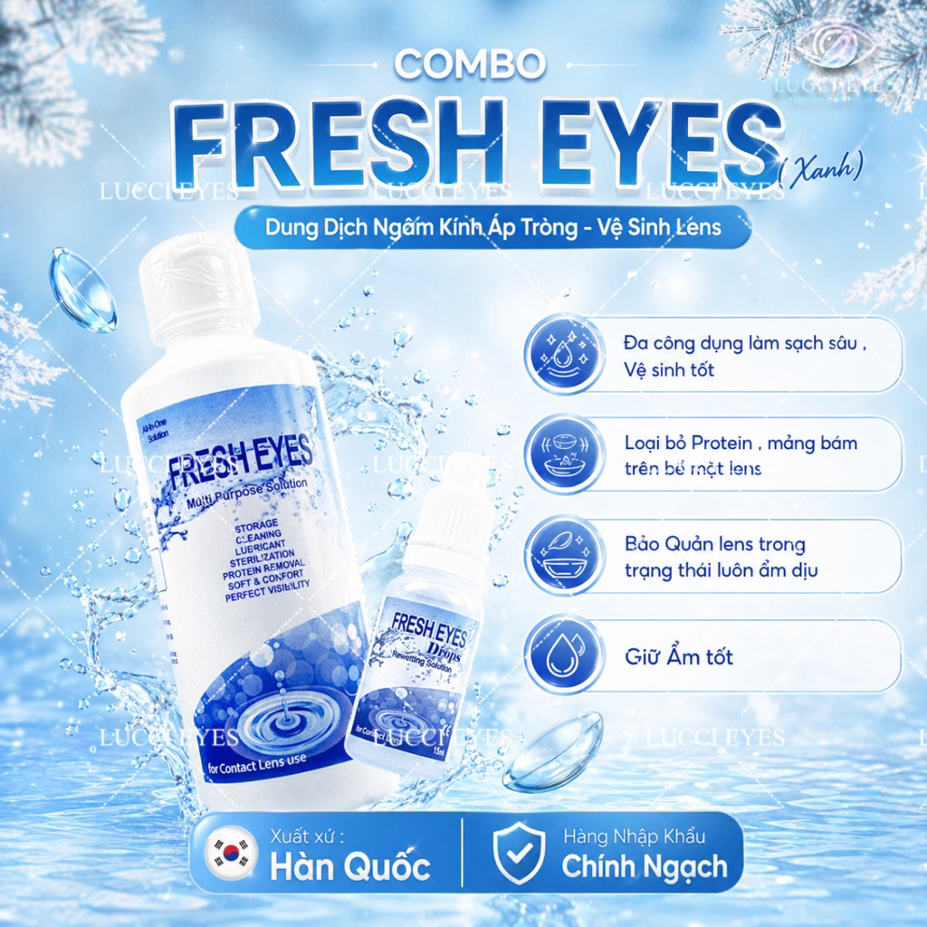 COMBO nước ngâm và Nhỏ mắt FRESH EYES
