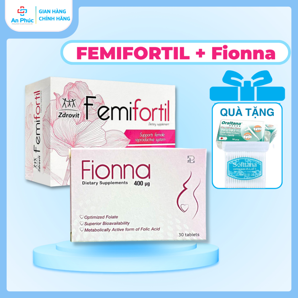 Bộ Đôi FEMIFORTIL, FIONNA - Bổ Trứng Tăng Khả Năng Thụ Thai, Ngăn Dị Tật Thai Nhi, Bổ Sung Folate