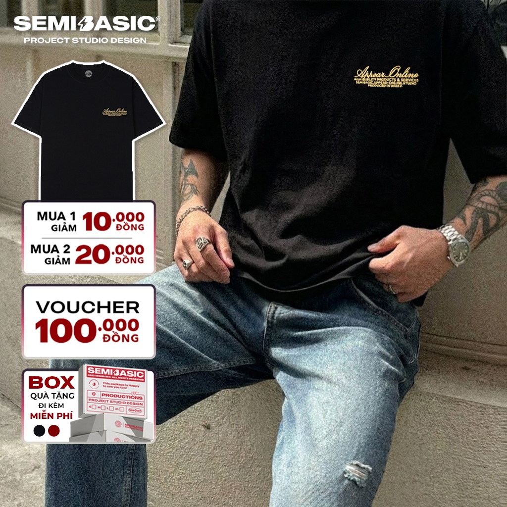Áo thun unisex Semibasic Appear Online/ Đen