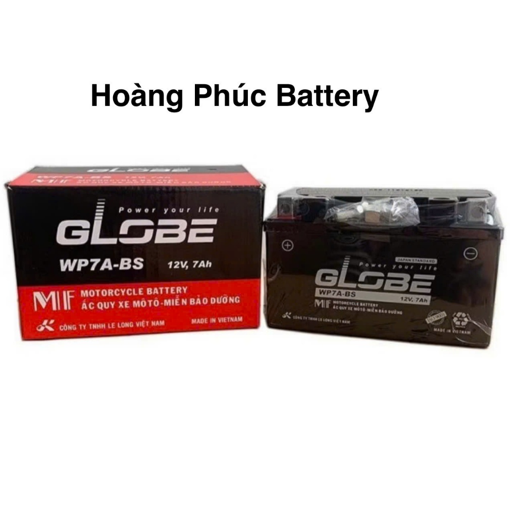 Bình Ắc Quy Globe WP7A-BS (12V, 7Ah) cho xe ATILA, SHARK,..