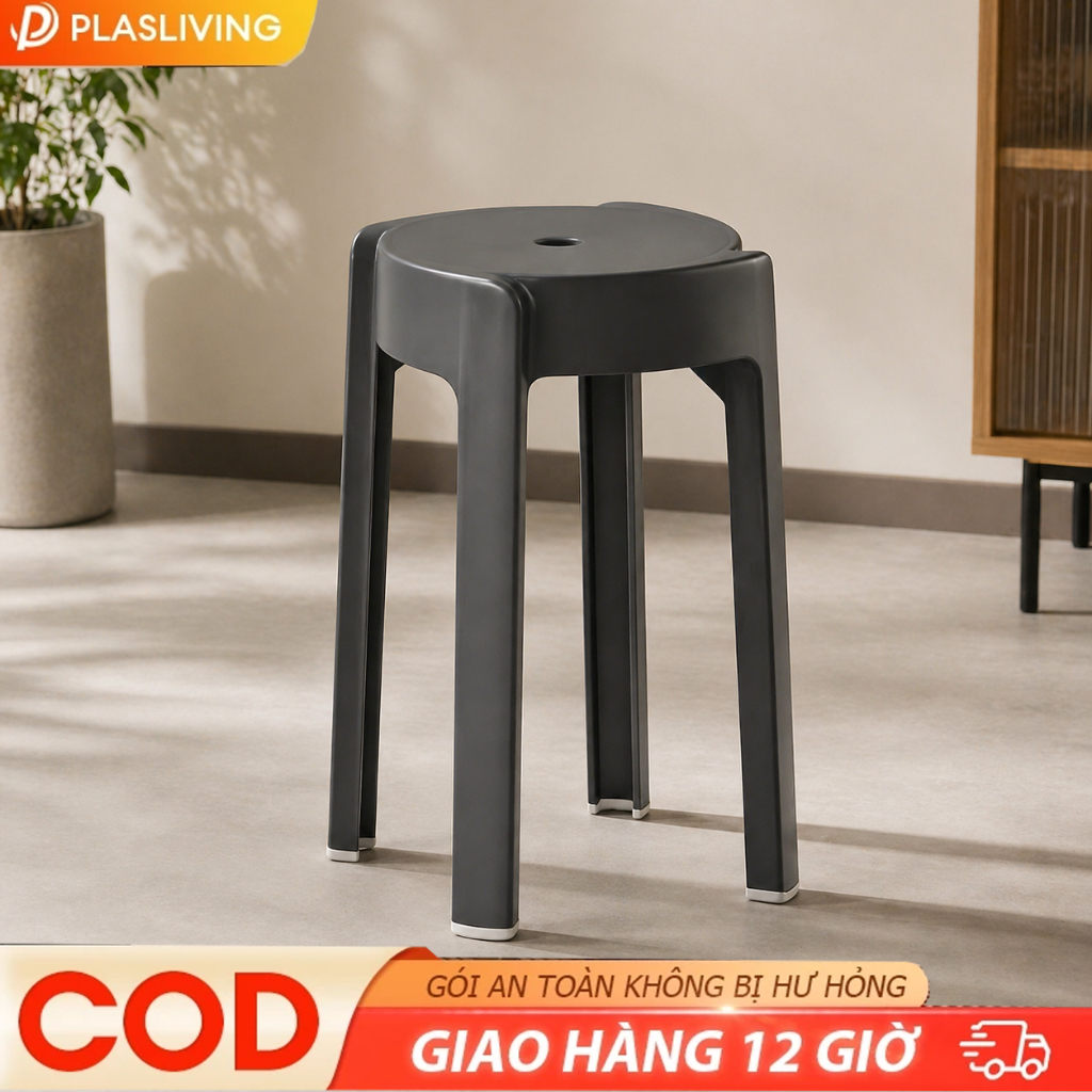 Ghế Đẩu Tròn Nhựa, Ghế Xếp Chồng, Dày Dặn, Thiết Kế Đơn Giản, Hợp Gia Đình, Bền Đẹp, Tiết Kiệm Chỗ | BigBuy360 - bigbuy360.vn