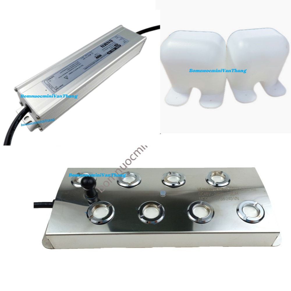 COMBO Phun ẩm 8 Mắt ,Nguồn Chống Nước 48V, Nguồn Tổ Ong 48V, Quạt, Phao Nổi | Vỉ 8 Mắt + 48V 400W + 